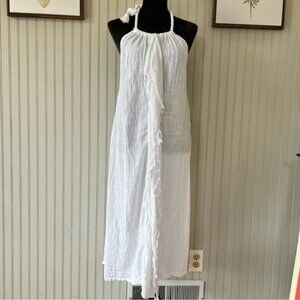 Aerie Gauzy White Halter Swim Coverup Oversized Mid Length